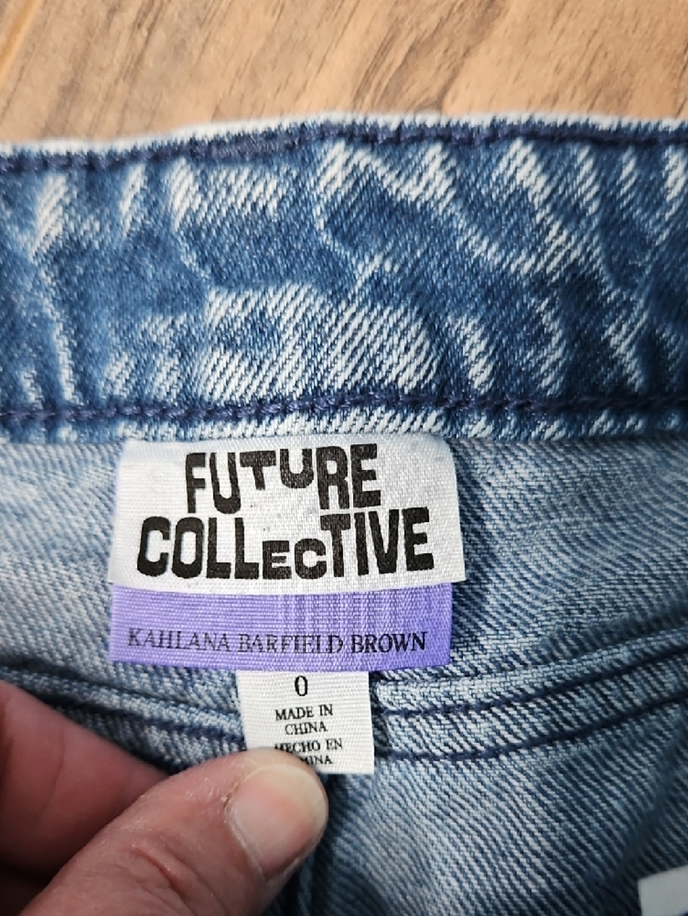 Future Collective Acid Wash Cargo Jogger Jeans - Light Blue Denim Size 0 - Picture 3 of 9